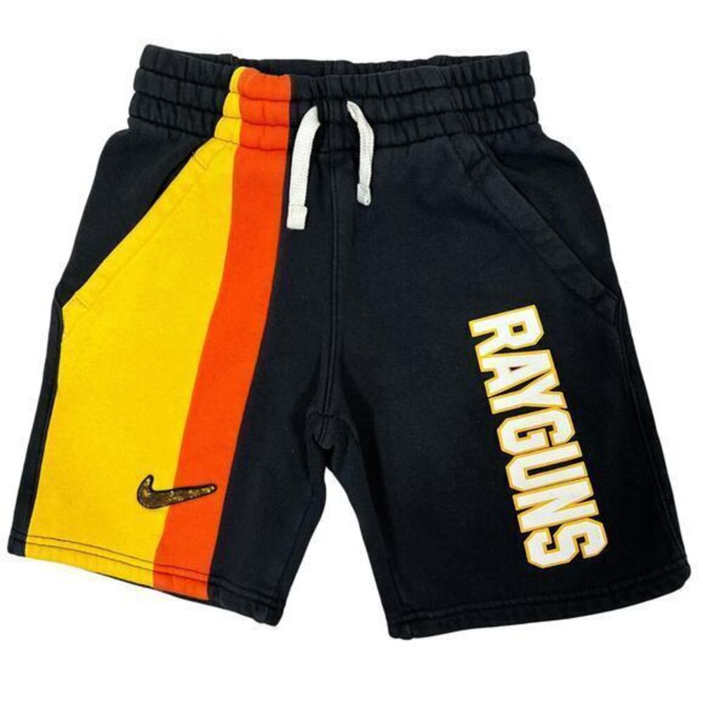 Nike Rayguns Fleece Shorts‎ Boys XS Black Orange Yellow Sequins Spellout Summer
